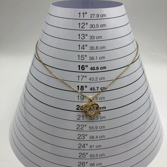 18K Gold Plated Women's Heart Shape Necklace Cubic Zirconia Romantic Love Gift - Picture 8 of 11